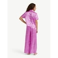 thumbnail image 2 of Justice Girls Satin Short Sleeve Button Front Sleep Top and Sleep Pants, 2-Piece, Sizes 5-18 & Plus, 2 of 4