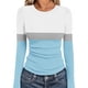 thumbnail image 2 of RKSTN Women's Ribbed Knitted T Shirts Oversized Crewneck Striped Print Slim Long Sleeve Pullover Shirt Top Womens Casual Plus Size Round Neck Printed Stretch Loose Comfy Tee Fall Spring Clothes, 2 of 8