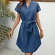 thumbnail image 1 of Vestidos Para Mujer Verano Vestido Casual Liso de Mujer Vestido de Manga Corta Con Cuello En V Vestido Casual Suelto, 1 of 3