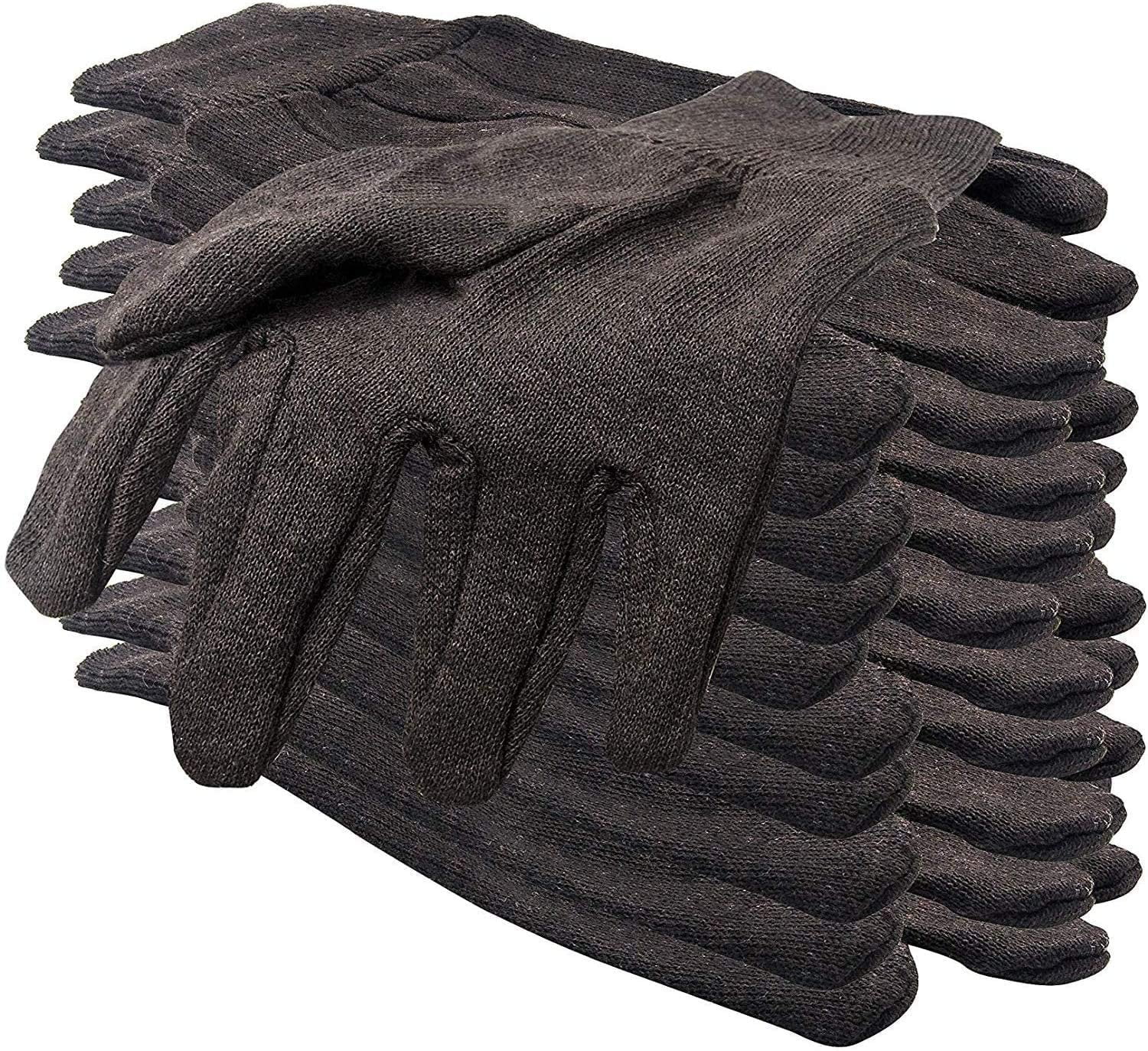 Pack of 24 Brown Jersey Gloves for Men 10". Reusable Washable Glove 10