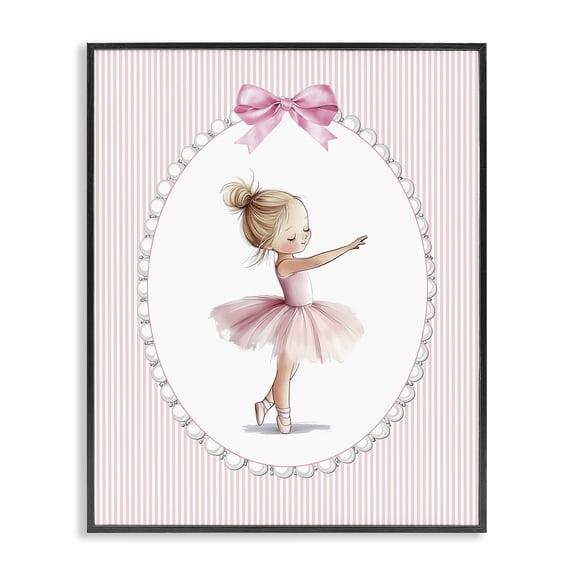 Stupell Industries Shabby Chic Blush Pink Ballerina Black Framed Giclee Art, 11 x 14, by Christine Simpson Art