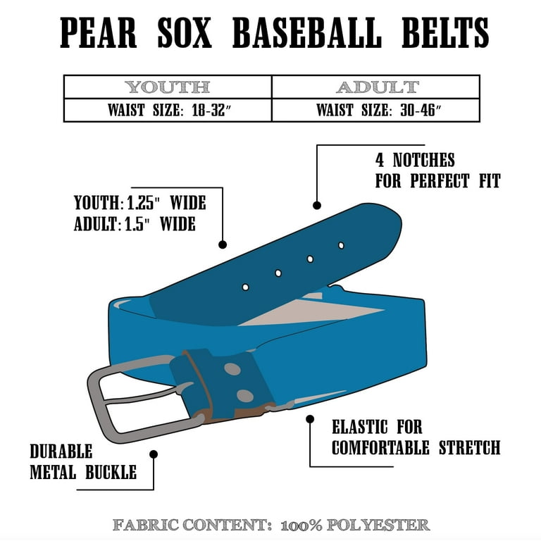 PEAR SOX Baseball Softball Elastic Belt, Youth and Adult Sizes (Black,  Youth) 