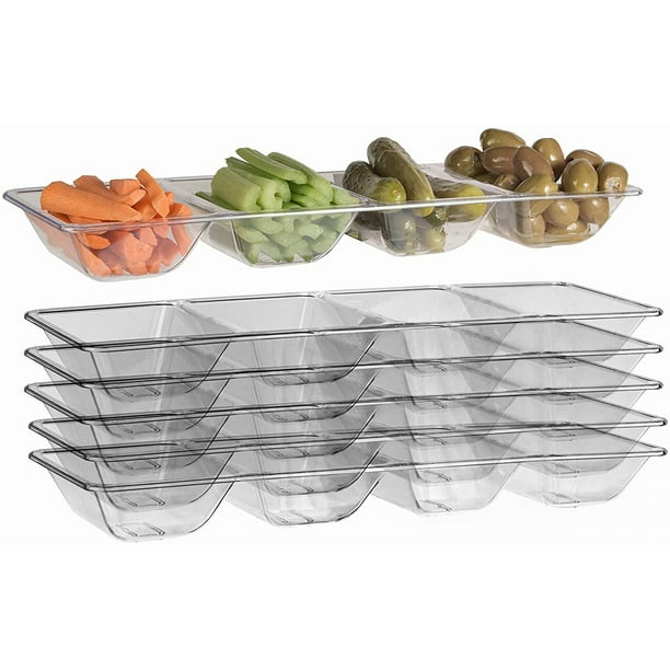 6 Clear Plastic Compartment Tray For Parties, Heavy Duty Serving Tray ...