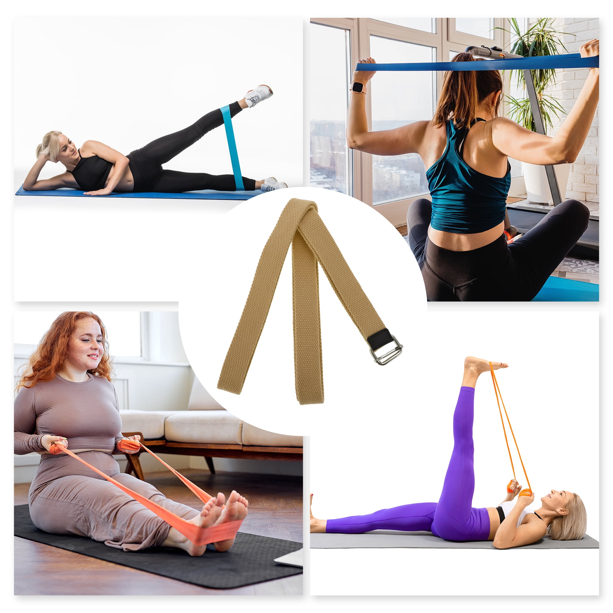 Unique Bargains 1Pc Women Yoga Stretch Band 98.43 Inch Length Brown