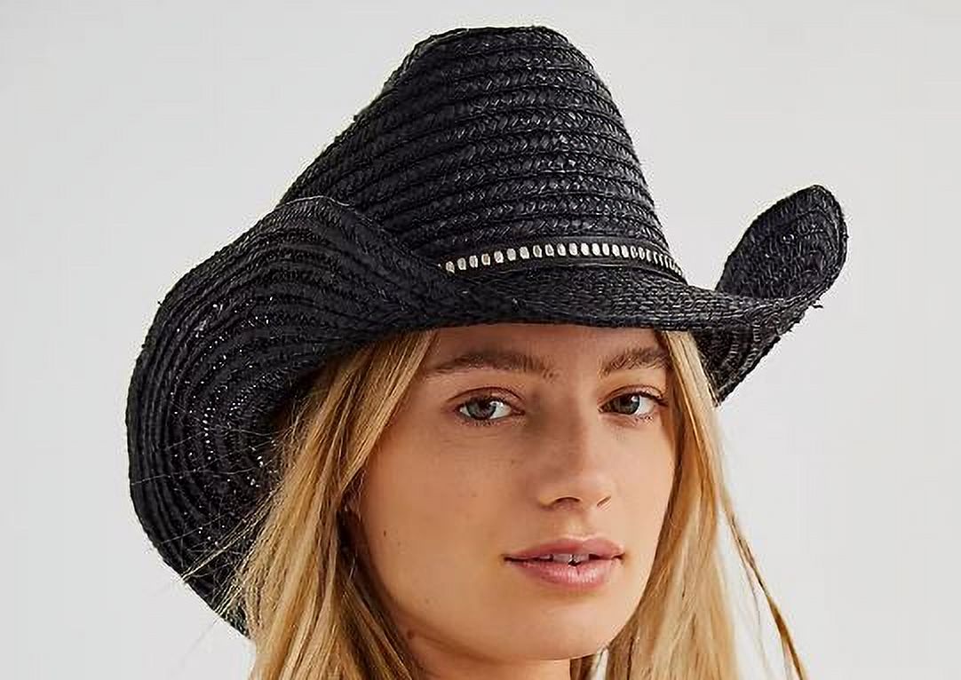 Fame Straw Cowboy Hat by Free People, Black, One Size  display picture 3
