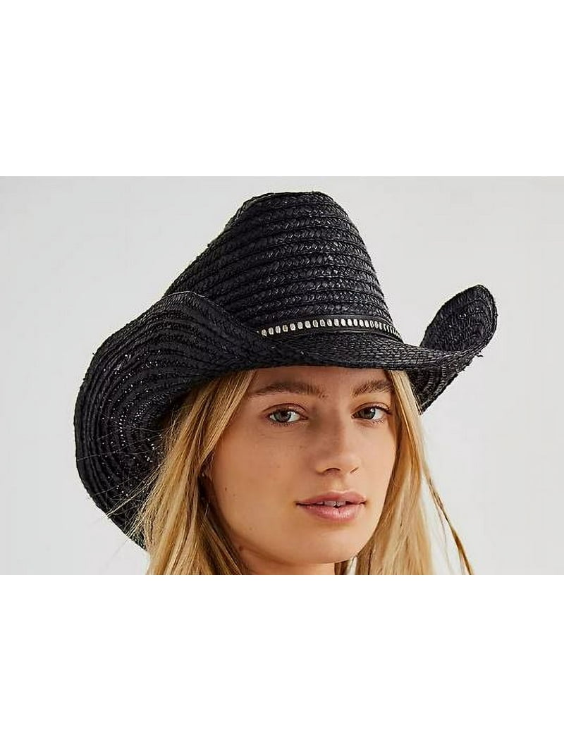 Fame Straw Cowboy Hat by Free People, Black, One Size  display picture 1