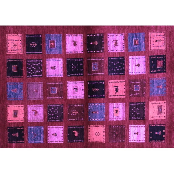 Ahgly Company Machine Washable Indoor Rectangle Abstract Purple Contemporary Area Rugs, 5' x 8'
