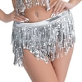 thumbnail image 4 of Women Sequin Tassel Hip Skirt Scarf Sparkly Wrap Rave Belly Dance Skirt Festival Party Costume, 4 of 6