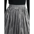 thumbnail image 5 of Unique Bargains Women Metallic Glitter High Waist Flared Plaeted Midi Skirt L Silver, 5 of 6