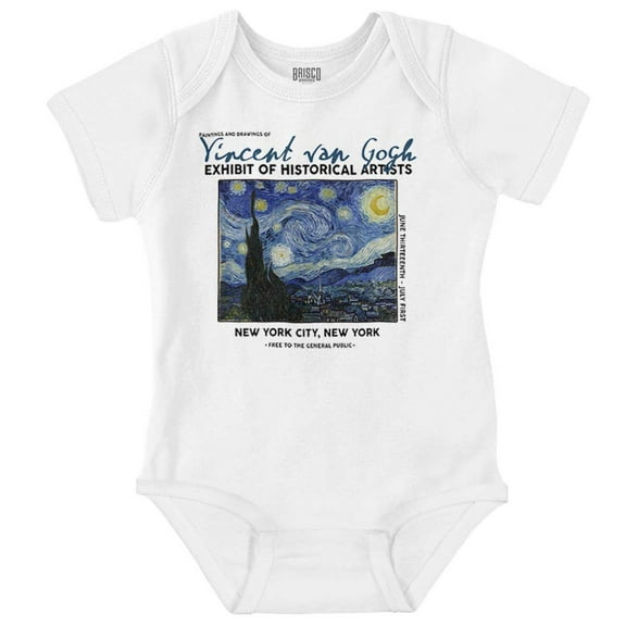 Vincent Van Gogh Museum Starry Night Romper Boys or Girls Infant Baby Brisco Brands NB