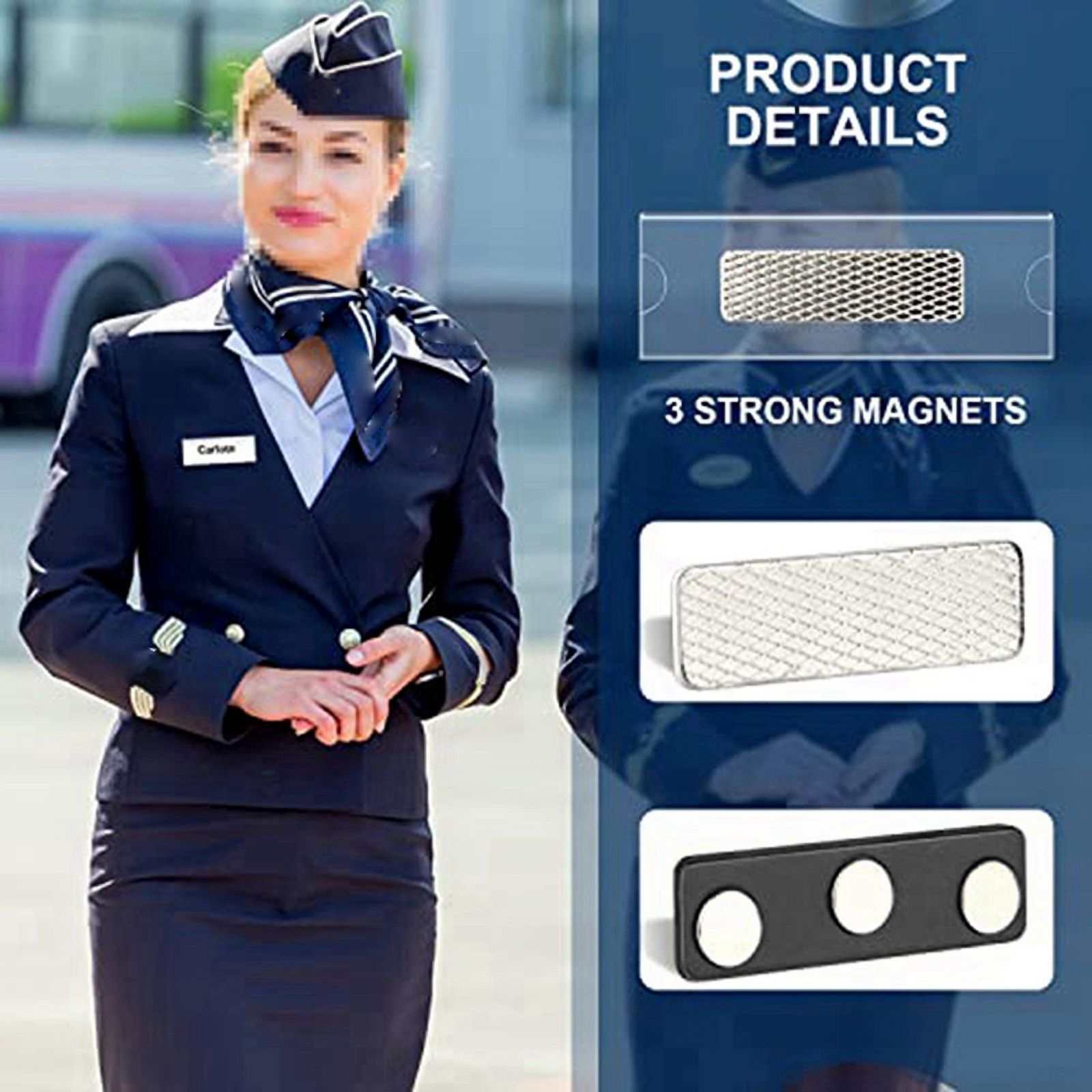 Magnetic Name Tags Kit, Magnetic Badge Holders with 3 Strong Magnets, Business Name Tag/ID Badge Set of 20