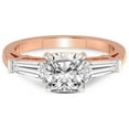 thumbnail image 3 of 4 Carat IGI Certified Cushion Shape Lab Grown Diamond Engagement Ring | 14K Rose Gold |adison Three Stone Side Baguette Diamond Ring | FG-VS1-VS2 Quality Friendly Diamonds, 3 of 4