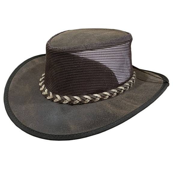 Large Crazy Horse Cow Suede with Mesh Chocolate Brown Cowboy Hat Hilason
