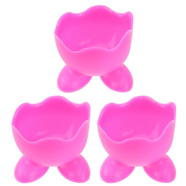 HINTRMENT 3Pcs Red Silicone Egg Cup Holders Boiled Egg Cups For Kitchen And Dining Room Use