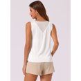 thumbnail image 3 of DARING DIVA Women's Silky Satin Mesh V Neck Sleeveless Blouses Tank Shirt L White, 3 of 6