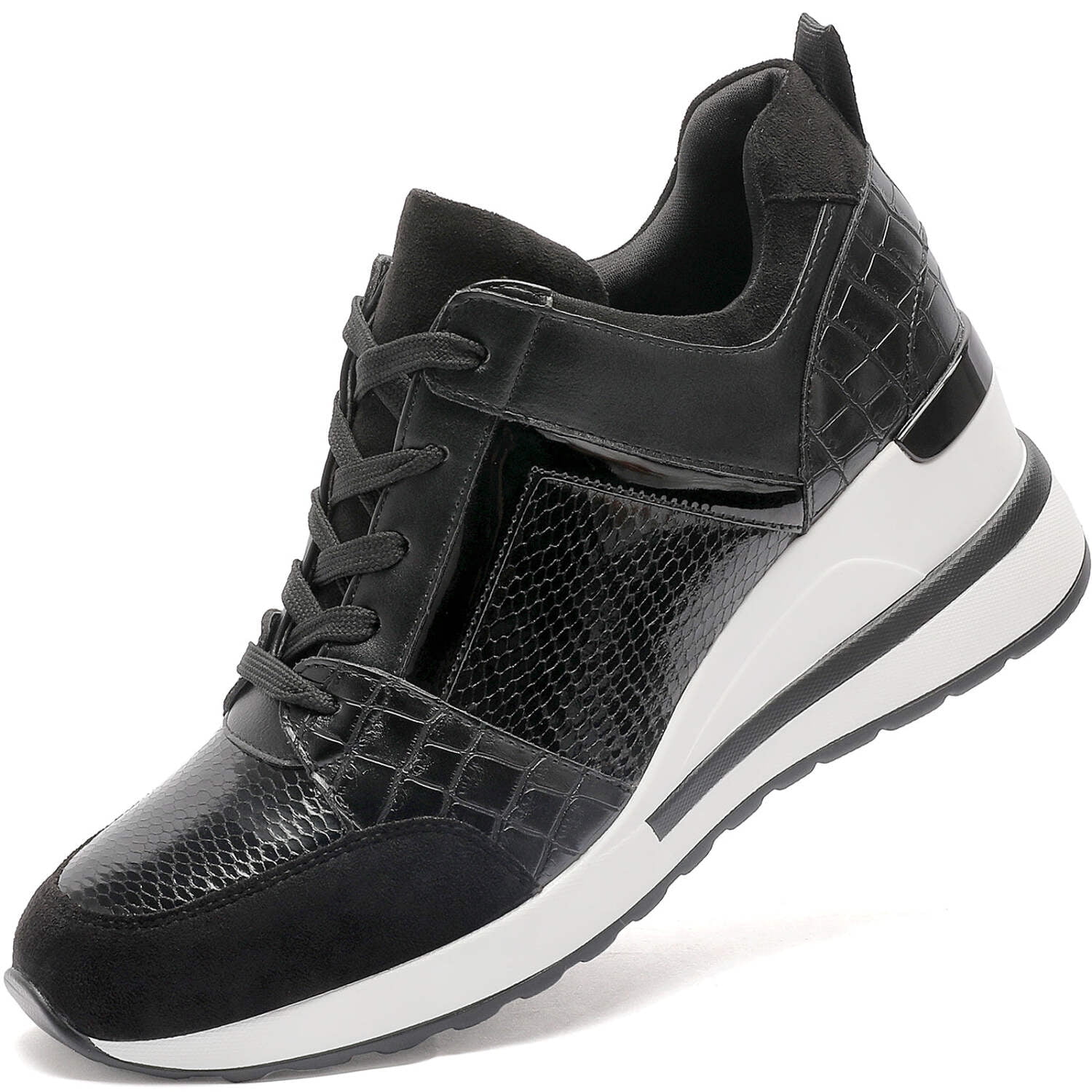 nike platform sneakers black and gold