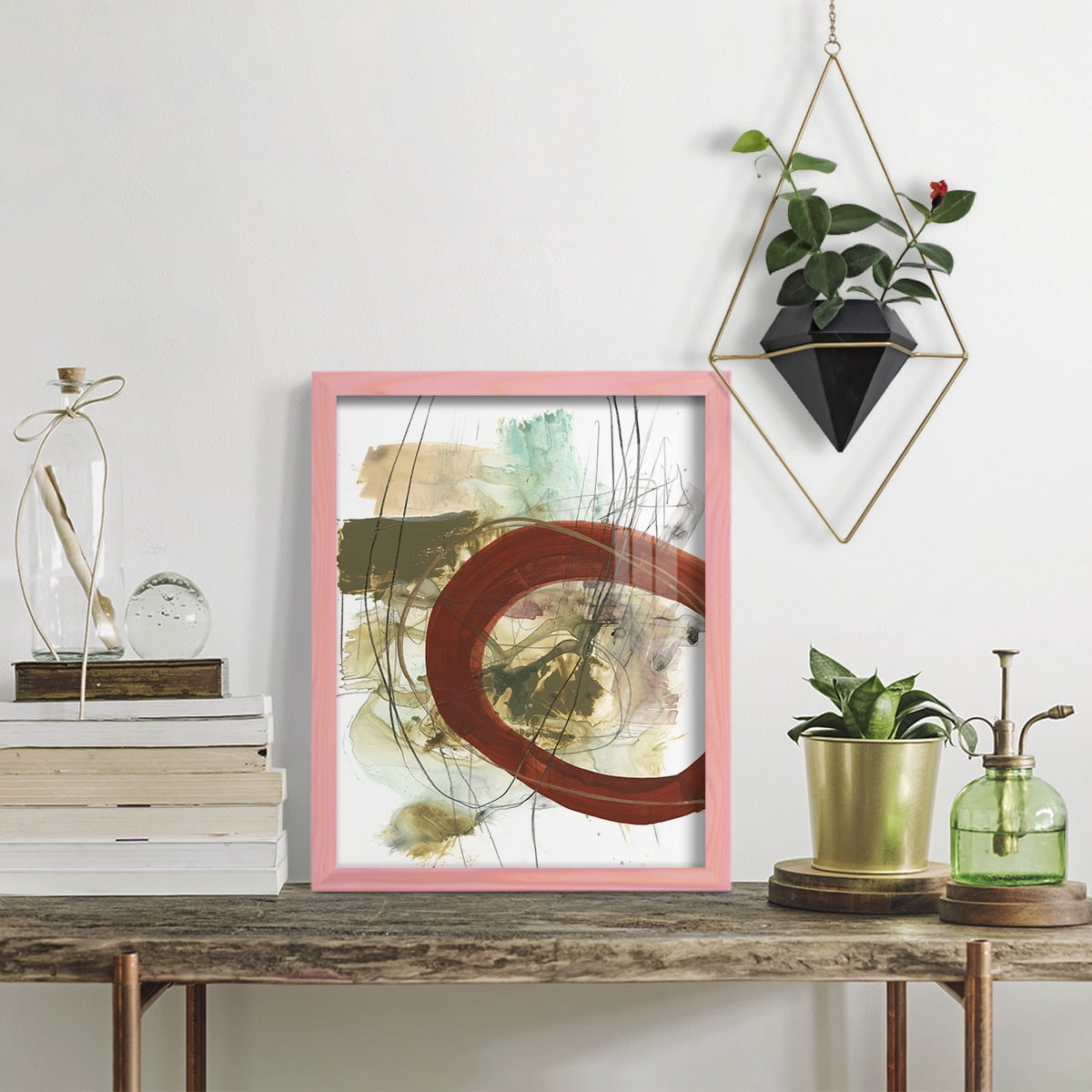 Rusted Loops II - Framed Print w/glass - Sunset Pink