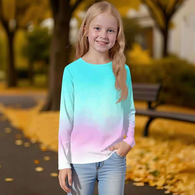 XADYUY Girls Long Sleeve Shirts 7-8 Casual Tie Dye Crewneck T