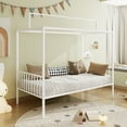 thumbnail image 6 of Euroco 3-in-1 Convertible Montessori Metal Bed, Toddler Bed, Floor Bed, Platform Bed,Modern Minimalist Design Canopy Bed Flame, Easy Assembly, Twin Size, White, 6 of 15