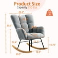 thumbnail image 3 of SENCHO GINSYTALIOR Nursery Rocking Chair Teddy Upholstered Glider Rocker,Rocking Accent Chair Padded Seat with High Backrest ,Solid Wood Legs for Nursery Bedroom Living Room(Light Gray）, 3 of 7