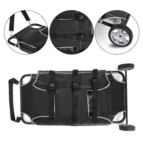Comfortable and Secure Dog Stretcher with Soft Cloth, Safety Buckles, 110 lbs Capacity, Stainless Steel Frame, Easy to Move with Wheels and Shoulder Strap, Waterproof and Easy to Clean