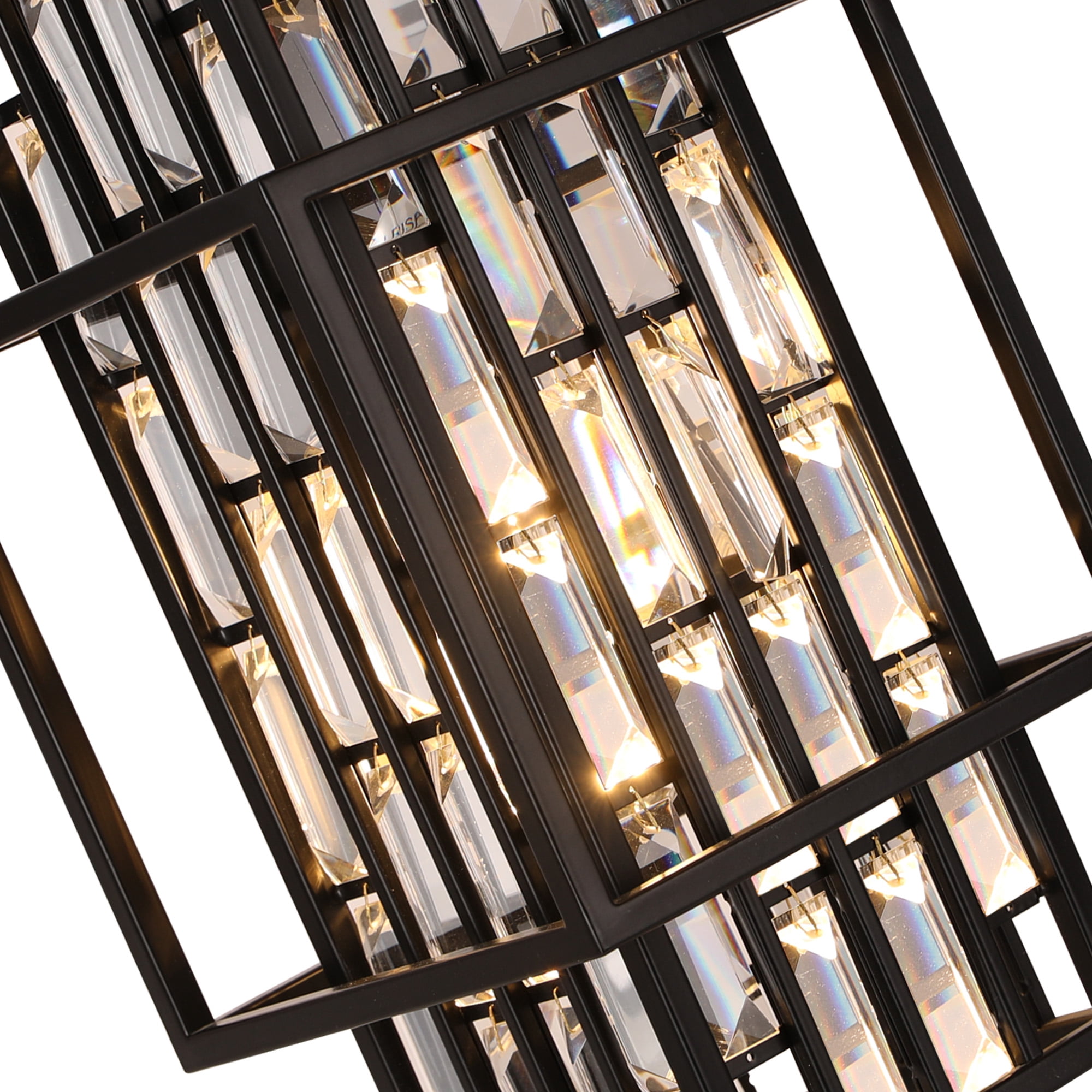 15in Outdoor Pendant Light Fixture Ceiling Crystal Hanging Lantern For Porch