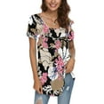 thumbnail image 1 of CATHY Women's 2022 Summer Short Sleeve Pleated Blouse Loose Flowy Tunic Top, 1 of 3
