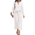 thumbnail image 2 of Women Long Sleeved 2 Piece Outfits Sweatsuit V-neck Casual Knit Tops & Pants, 2 of 6