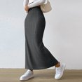 thumbnail image 3 of Falda lateral con abertura alta para mujer falda larga de punto cómoda elegante para uso diario, 3 of 7
