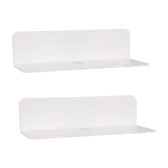 2Pcs Adhesive Wall Mounted Floating Shelves Metal Storage Rack For Home Organization Space Saving Organizers