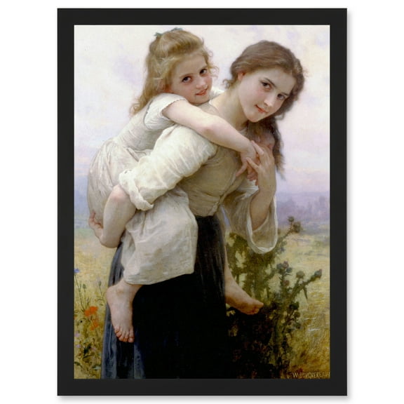 Painting Bouguereau Pleasant Burden Old Master Artwork Framed Wall Art Print A4