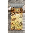 thumbnail image 3 of Ambesonne African Quilted Bedspread Set 2 Pcs, Grunge Elephants Roses, Twin Size, Multicolor, 3 of 3