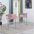 thumbnail image 2 of Chaise de Comptoir en Velours Rose (Simple) avec Base en Chrome Métallique Argenté, 2 of 3