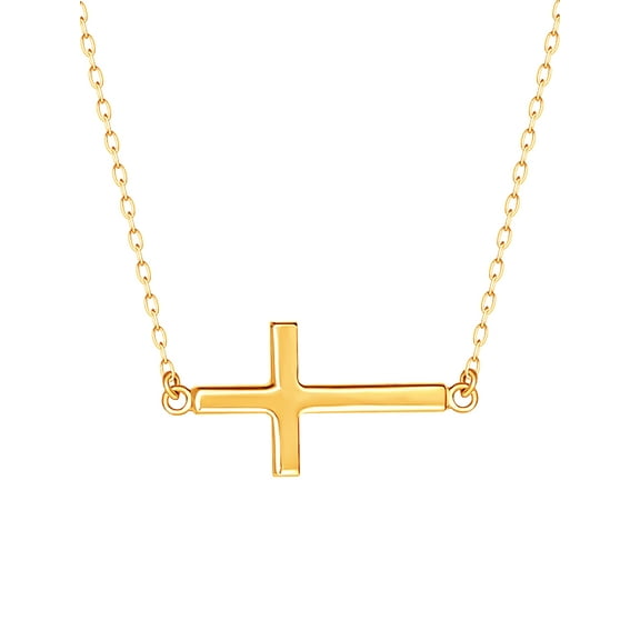 Brilliance Fine, Sterling Silver, 18kt Gold Plated, Women's Cross Pendant Necklace