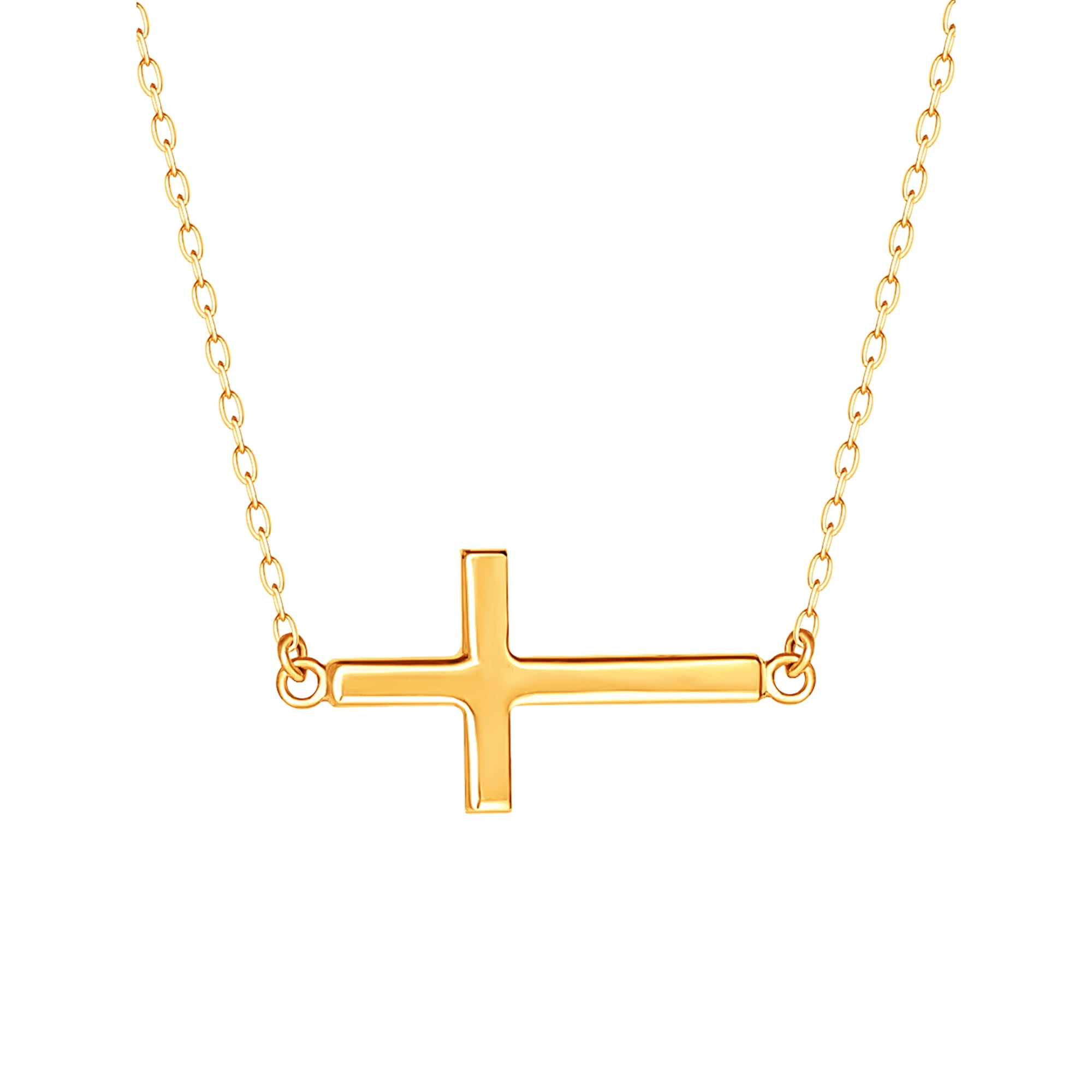 Brilliance Fine, Sterling Silver, 18kt Gold Plated, Women's Cross Pendant Necklace