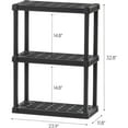 thumbnail image 3 of 3-Shelf Heavy Duty Plastic Storage Shelves, 120lb Capacity, 33"H x 24"W x 12"D, Medium Modular Shelving Unit Storage Organizer for Garage, Home, Bathroom & Laundry, Storage Rack - Black, 3 of 7