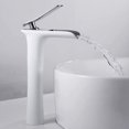 thumbnail image 4 of Grifo de cascada alto para baño, grifo mezclador para lavabo de agua caliente y fría, diseño moderno, color blanco, 4 of 5
