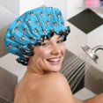 thumbnail image 5 of Shower Caps,French Bulldog Waterproof Shower Cap for Women 4 Pieces,Double Reusable Hair Cover for Shower PEVA Elastic Stretch Hem, 5 of 7