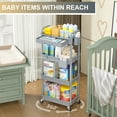 thumbnail image 4 of Yeabett 4 Tier Rolling Utility Cart Organizer with Removable Drawer, Mobile Storage Carts with 2 Lockable Wheels for Bathroom, Kitchen, Snack, Craft, Makeup, Baby Essentials, Grey, 4 of 8