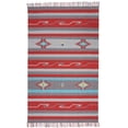 thumbnail image 2 of 7' X 10' Gray and Red Southwestern Handmade Area Rug With Fringe, 2 of 5