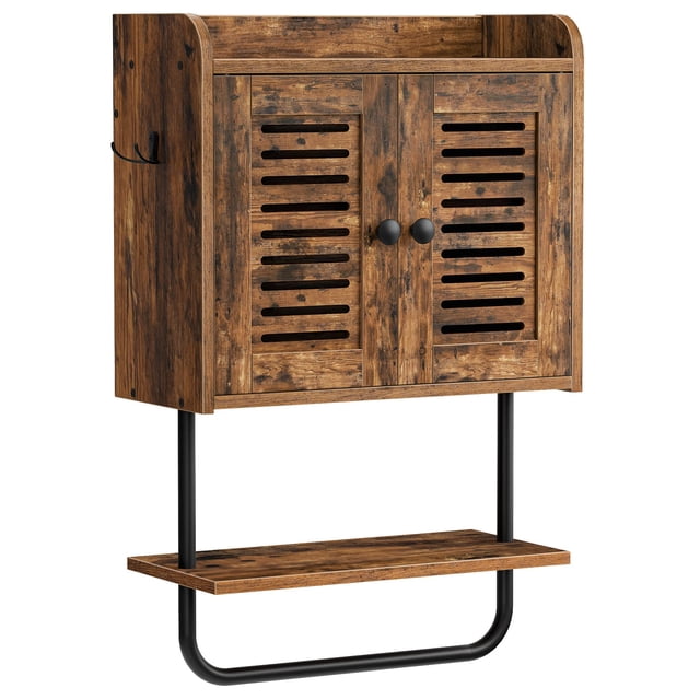 Armario de pared para baño HOOBRO con doble puerta Medicine Rustic Br
