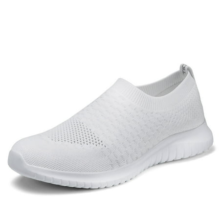 

TIOSEBON Women s Walking Shoes Slip on Casual Travel Sneakers 7.5 US All White