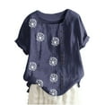 thumbnail image 1 of Camisas de Manga Corta para las Mujeres Blusa Suelta de Impresión de Flores de Verano, Camisa para el Hogar Y el Uso Diario, 1 of 5