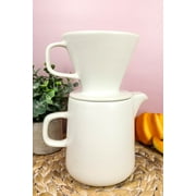 White Porcelain Coffee Maker Carafe Pot With Pour Over Dripper Filter Cup Set