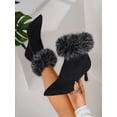 thumbnail image 5 of Women's Ankle Boots and Short Boots, with Fluffy plush decoration and Inner Zipper, Gift for Women, Vacation Travel Scenes, 5 of 6