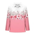 thumbnail image 5 of PiGOGI Women's Printed Lapel Button Long Sleeve T-Shirt Tops Casual Fashion Comfortable Blouse Daily Wear Pink S, 5 of 5
