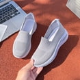 thumbnail image 4 of Women's Orthopedic Slip On Sneakers with Air Cushion Lightweight Non Slip Walking Shoes Breathable Stretchy Platform Loafers Gray Size 6, 4 of 5