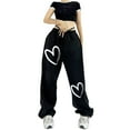 thumbnail image 2 of Owordtank Women's Graphic Sweatpants Streetwear Elastic Waist Drawstring Baggy Jogger Sweatpants for Women, 2 of 5