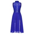 thumbnail image 5 of Aiihoo Women's Lyrical Dance Dress Shiny Rhinestone Modern Contemporary Flowy Ballet Dance Leotards Dress Royal Blue S, 5 of 7