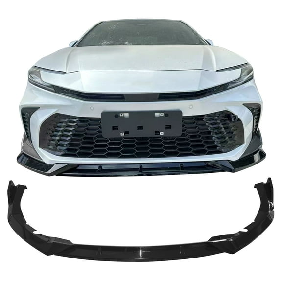 Ikon Motorsports 3PCS Front Bumper Lip Spoiler Chin Splitter Protector For 2025-2026 Toyota Camry SE XSE IKON V2 Style ABS Plastic Gloss Black